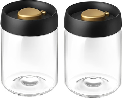 IndusBay Glass Utility Container  - 950 ml(Pack of 2, Black)