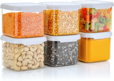 EMBICON Plastic Grocery Container  - 550 ml(Pack of 6, White)