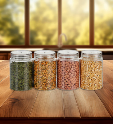 SCL Steelo Plastic Grocery Container  - 1000 ml(Pack of 4, Clear)
