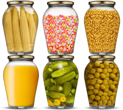 NITYANAVIN Glass Grocery Container  - 1000 ml(Pack of 6, Clear)