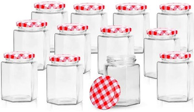 RUTVIHK Glass Grocery Container  - 250 ml(Pack of 12, Clear)