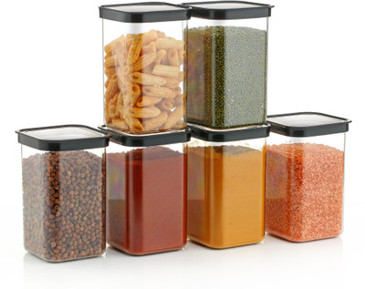 busaji enterprise Plastic Grocery Container  - 1100 ml(Pack of 12, Black)