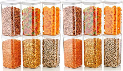 BENNUR 7 Plastic Grocery Container  - 1500 ml(Pack of 12, White)