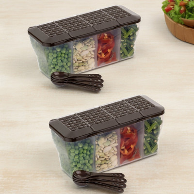 hitu Plastic Utility Container  - 1800 ml(Pack of 2, Brown)