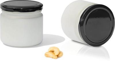 Pure Source India Glass Cookie Jar  - 280 ml(Pack of 2, White)