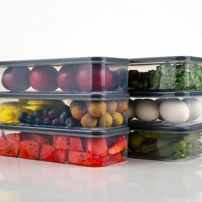 Lucanus Plastic Fridge Container  - 1200 ml(Pack of 6, Transparent)