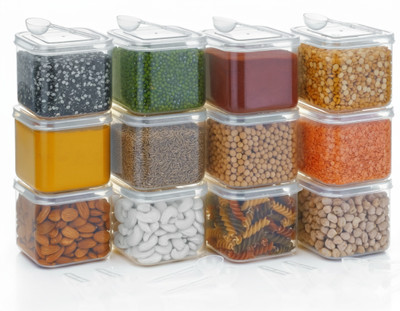 Flipkart SmartBuy Plastic Grocery Container  - 500 ml(Pack of 12, Transparent)