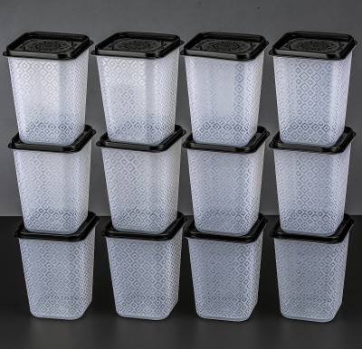 Dipzon villa Plastic Grocery Container  - 1120(Pack of 12, Black)