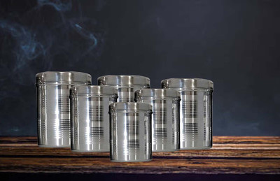 RMN Steel Grocery Container  - 1250 ml, 1000 ml, 700 ml, 500 ml, 400 ml, 300 ml(Pack of 6, Silver)