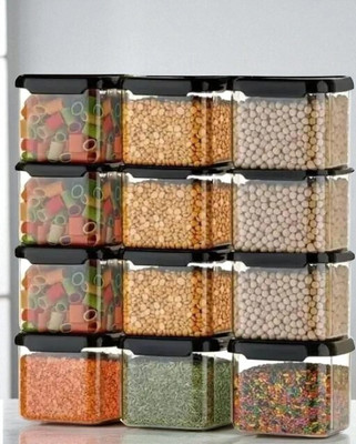 FPBOI Plastic Grocery Container  - 500 ml(Pack of 12, Black)