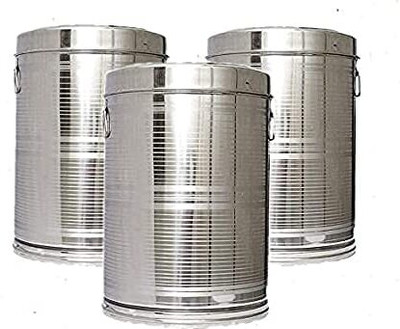 AR Enterprise Stainless Steel Utility Container  - 15 kg, 25 kg, 32 kg(Pack of 3, Silver)