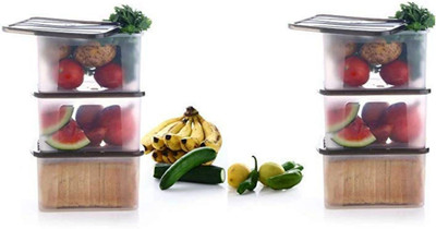 KDZONE Plastic Grocery Container  - 2000 ml(Pack of 6, Clear)