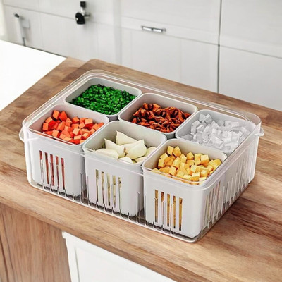 JORDY Plastic Fridge Container  - 1200 ml(Pack of 6, Clear)