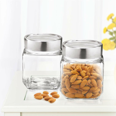 Coozico Glass Grocery Container  - 500 ml(Pack of 2, Clear)