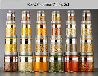 ReeQ Plastic Grocery Container  - 1200 ml, 650 ml, 350 ml, 250 ml(Pack of 24, Silver)