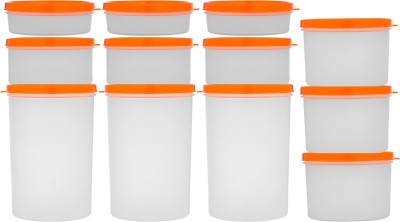 frazix Plastic Utility Container  - 150 ml, 250 ml, 350 ml, 1000 ml(Pack of 12, Orange, Clear)