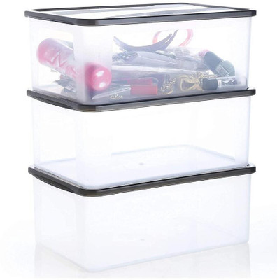 KDZONE Plastic Grocery Container  - 2000 ml(Pack of 3, Clear)
