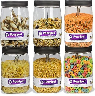 Pearlpet Plastic Utility Container  - 1500 ml(Pack of 6, Black)