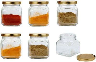 Sv Enterprise Glass Grocery Container  - 300 ml(Pack of 6, Clear)