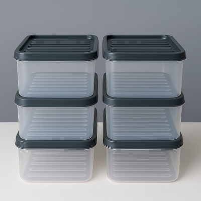 CookMitra Plastic Fridge Container  - 1200 ml(Pack of 6, Grey)