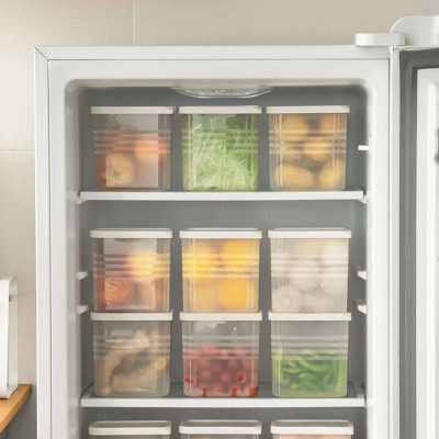 UJ EMPIRE Plastic Fridge Container  - 1100 ml(Pack of 6, Clear)