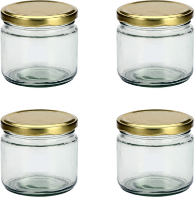 AFAST Glass Cookie Jar  - 350 ml(Pack of 4, Clear)