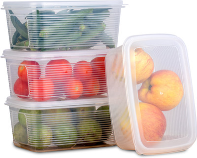 2Mech Plastic Fridge Container  - 1800 ml(Pack of 4, Clear)