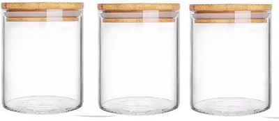 GR8INDIA Glass Cookie Jar  - 650 ml(Pack of 3, Clear)