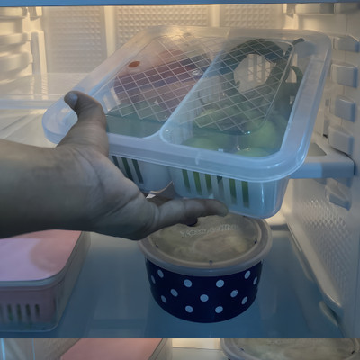 ksquare Plastic Fridge Container  - 2600 ml(White)