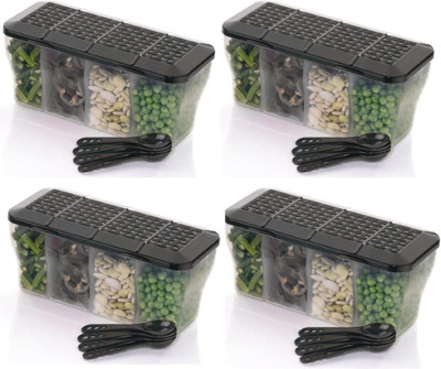 Sorath Plastic Grocery Container  - 2000 ml(Pack of 4, Black)