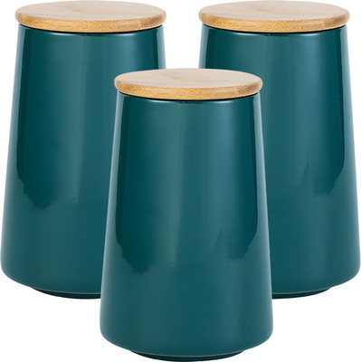 The Better Home Ceramic Utility Container  - 850 ml(Pack of 3, Green)