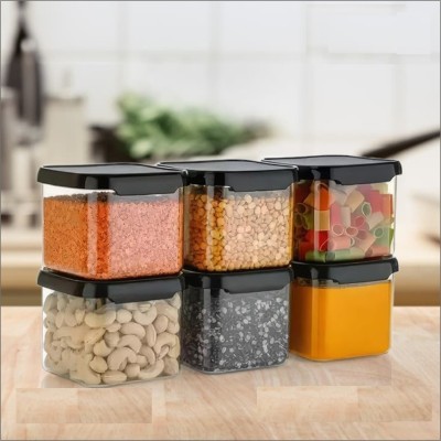 Neki Plastic Grocery Container  - 500 ml(Pack of 6, Black)