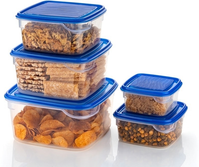 BLACKMOON Plastic Grocery Container  - 2500 ml(Pack of 5, Blue)