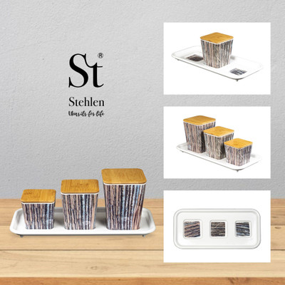 St Stehlen Melamine Grocery Container  - 2340 ml(Pack of 3, Grey)