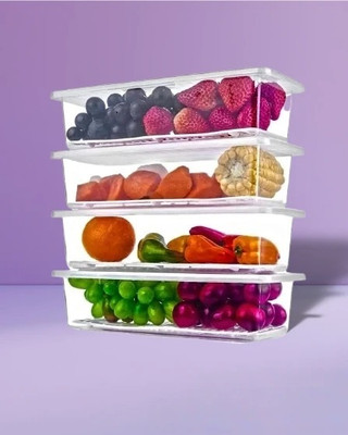 Charmpeak Plastic Fridge Container  - 1500 ml(Pack of 4, Clear)