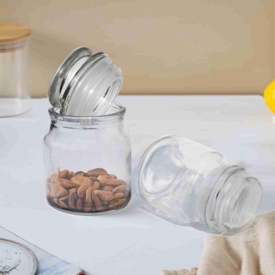 Pure Source India Glass Cookie Jar  - 110 ml(Pack of 3, Clear)