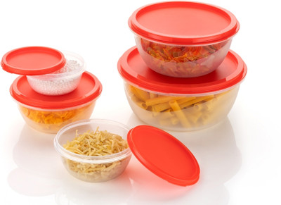 BLACKMOON Plastic Grocery Container  - 2500 ml(Pack of 5, Red)