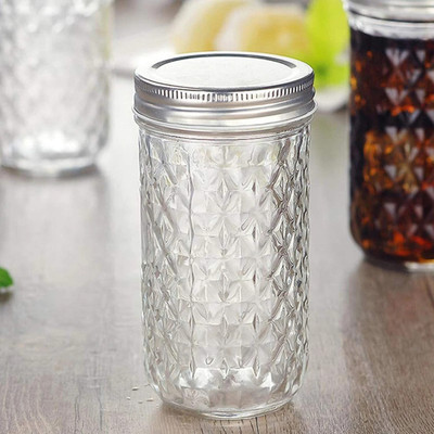 JIGSHTIAL Glass Pickle Jar  - 400 ml(Silver)