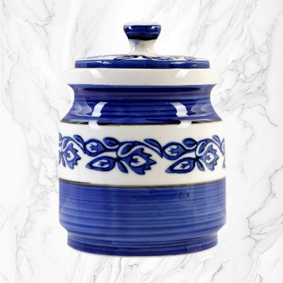 TrulyCeramics Ceramic Pickle Jar  - 50 ml(Blue)