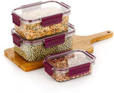 Balaji Enterprise Plastic Fridge Container  - 1000 ml(Pack of 3, Purple)