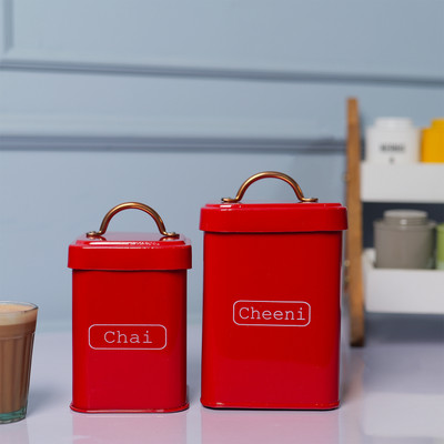 MARKET 99 Iron Utility Container  - 1900 ml(Pack of 2, Red)