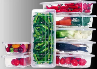 STARDOT Plastic Fridge Container  - 1500 ml(Pack of 8, Clear)