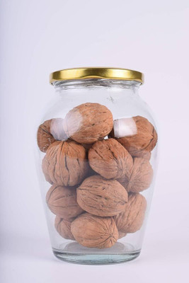 Adhunyk Glass Cookie Jar  - 1000 ml(Clear, Gold)