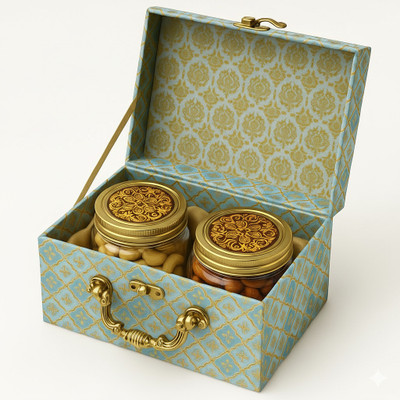 inndistoores Wooden Cookie Jar  - 300 ml(Multicolor)