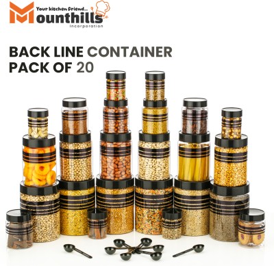 MOUNTHILLS Plastic Grocery Container  - 1200 ml, 650 ml, 350 ml, 250 ml(Pack of 20, Black)