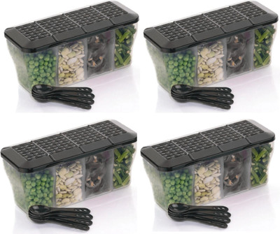Ecodex Plastic Grocery Container  - 800 ml(Pack of 4, Black)