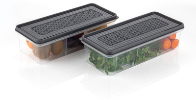 SKYHEART Plastic Fridge Container  - 2000 ml(Pack of 2, Black)
