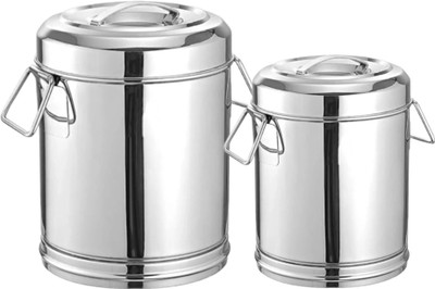 ROSTER Steel Grocery Container  - 10 L, 22 L(Pack of 2, Silver)