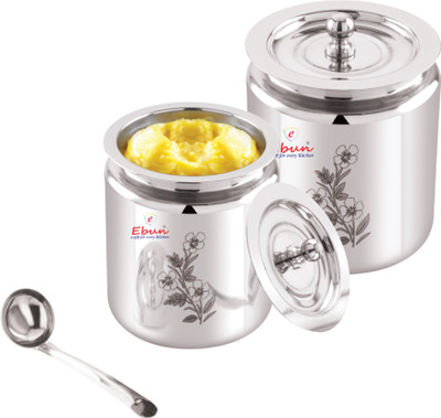 Ebun Stainless Steel Utility Container  - 400 ml, 600 ml(Pack of 2, Silver)