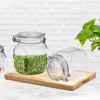 Pure Source India Glass Grocery Container  - 500 g(Pack of 2, Clear)
